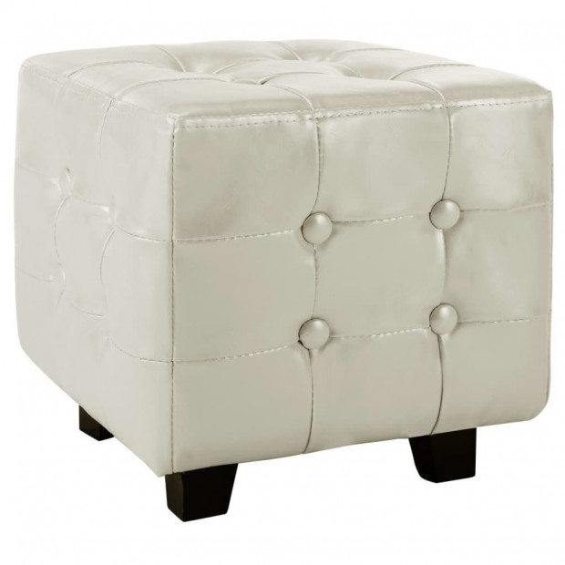 Tub Chair With Footstool White Faux Leather Image 7