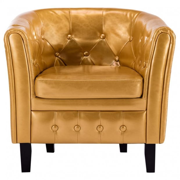 Tub Chair Gold Faux Leather Image 4