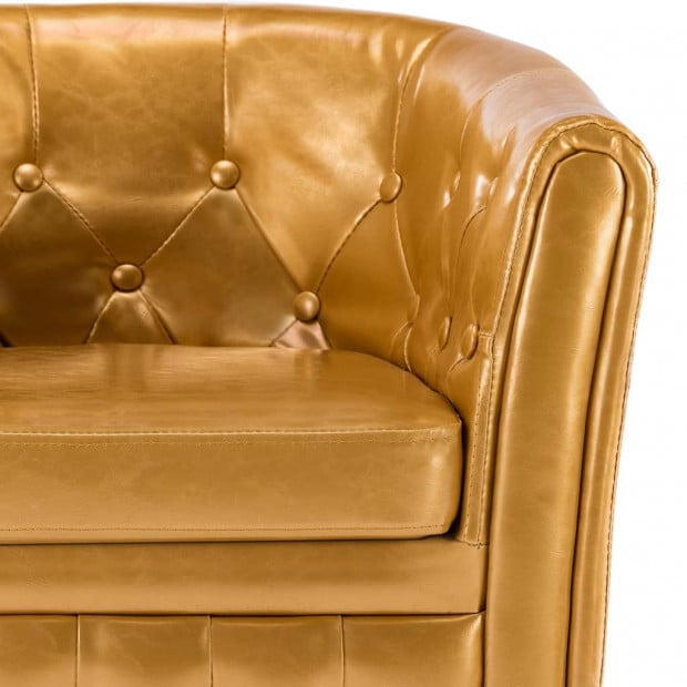 Tub Chair Gold Faux Leather Image 7
