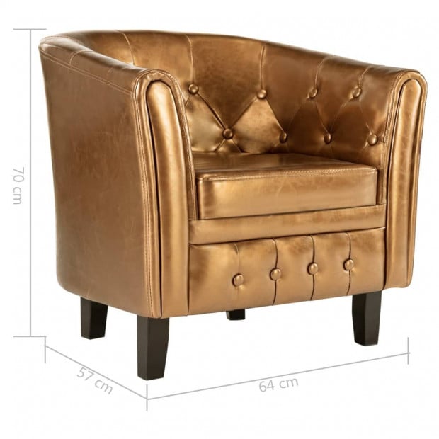 Tub Chair Gold Faux Leather Image 8