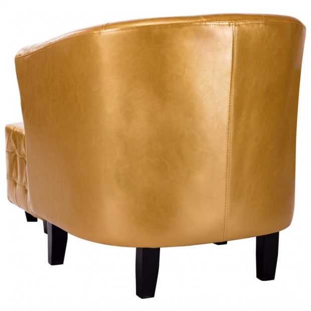 Tub Chair With Footstool Gold Faux Leather Image 6