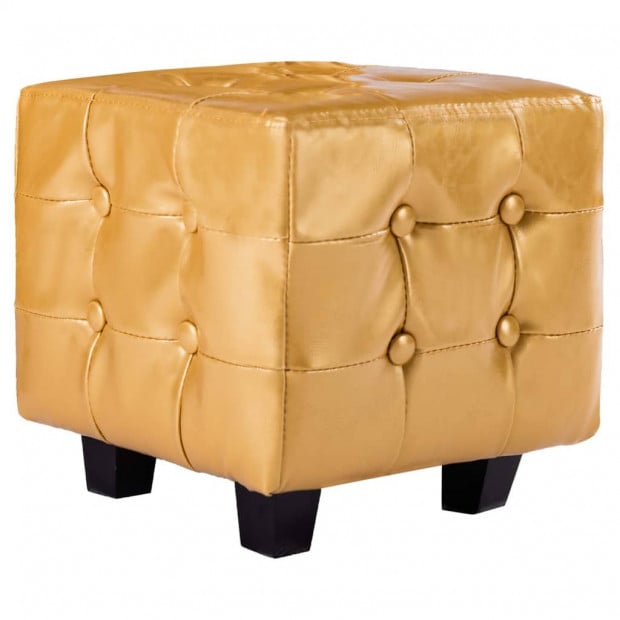 Tub Chair With Footstool Gold Faux Leather Image 7