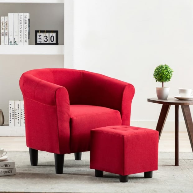 Armchair Wine Red Fabric Image 2