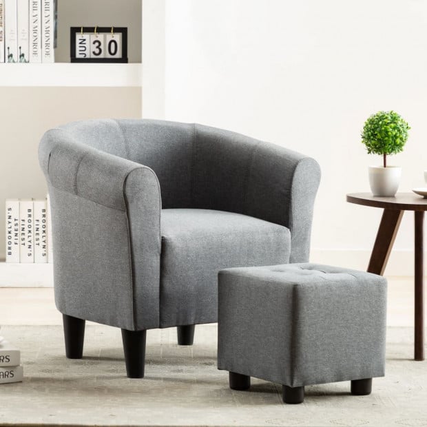 Armchair Light Grey Fabric Image 2