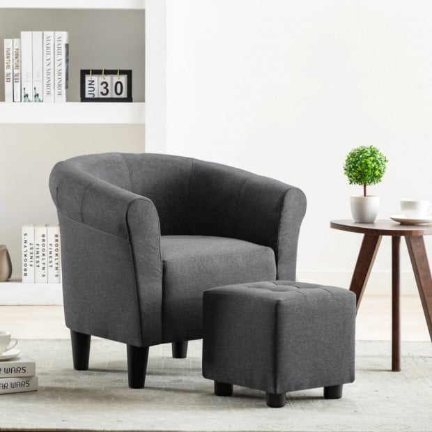 Sofa Armchair Dark Grey Fabric Image 2