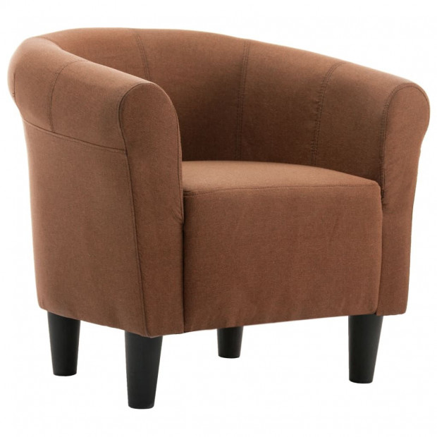 2 Piece Armchair And Stool Set Brown Fabric Image 5