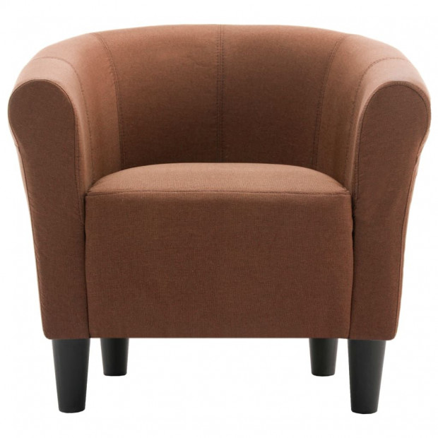 2 Piece Armchair And Stool Set Brown Fabric Image 6