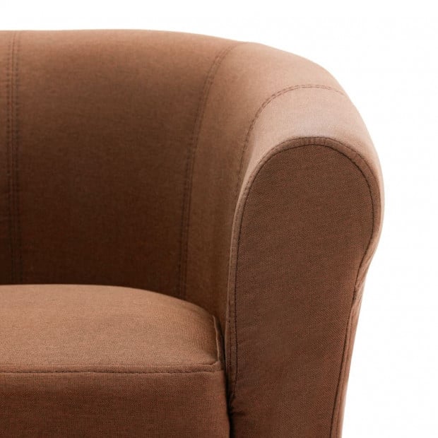 2 Piece Armchair And Stool Set Brown Fabric Image 7