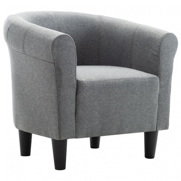 2 Piece Armchair And Stool Set Light Grey Fabric Image 5