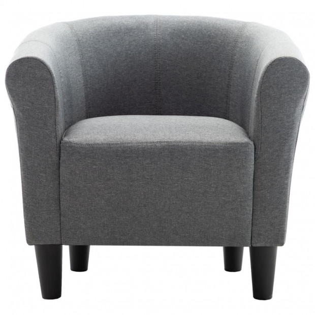 2 Piece Armchair And Stool Set Light Grey Fabric Image 6