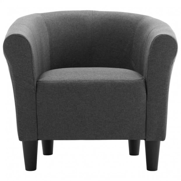2 Piece Armchair And Stool Set Dark Grey Fabric Image 6