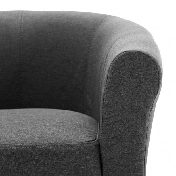 2 Piece Armchair And Stool Set Dark Grey Fabric Image 7