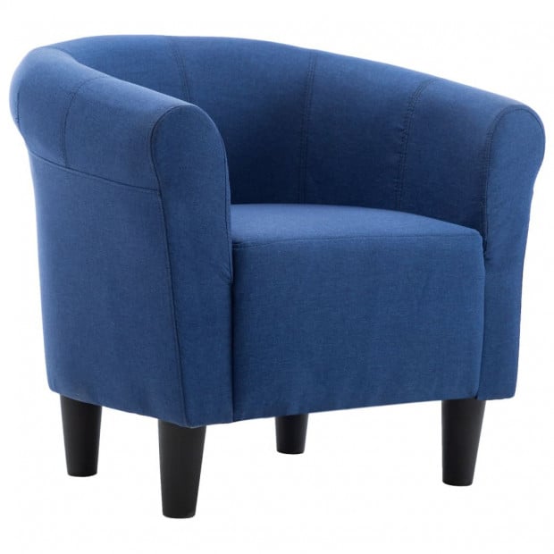 2 Piece Armchair And Stool Set Blue Fabric Image 5