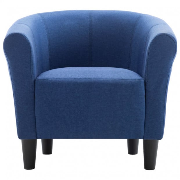 2 Piece Armchair And Stool Set Blue Fabric Image 6