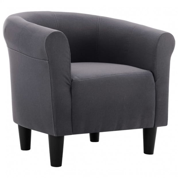 2 Piece Armchair And Stool Set Black Fabric Image 5