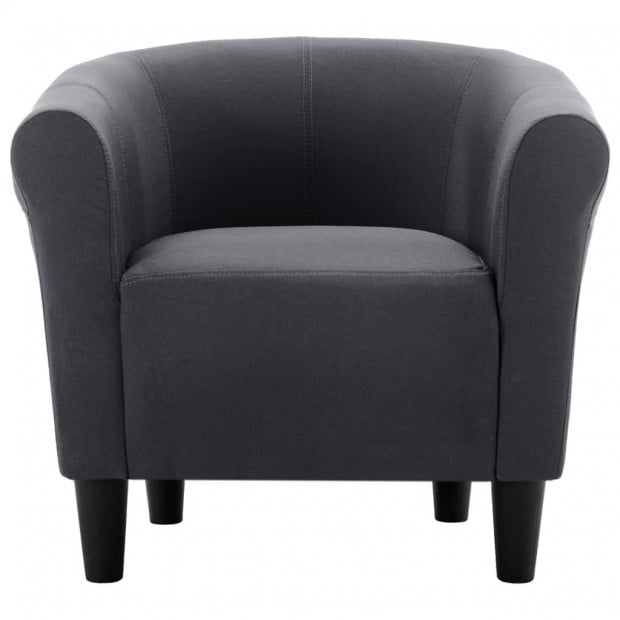 2 Piece Armchair And Stool Set Black Fabric Image 6