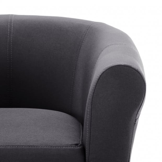 2 Piece Armchair And Stool Set Black Fabric Image 7