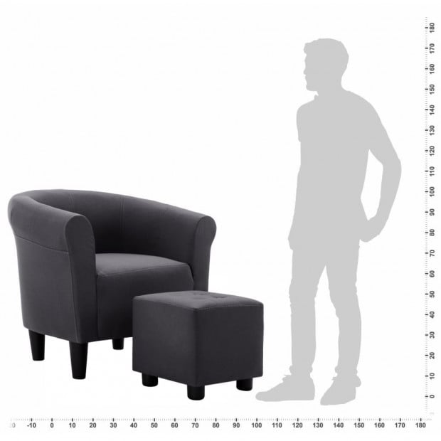 2 Piece Armchair And Stool Set Black Fabric Image 9