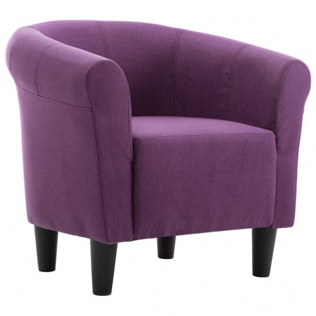 2 Piece Armchair And Stool Set Purple Fabric Image 5