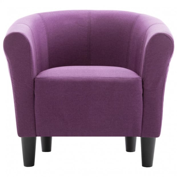 2 Piece Armchair And Stool Set Purple Fabric Image 6