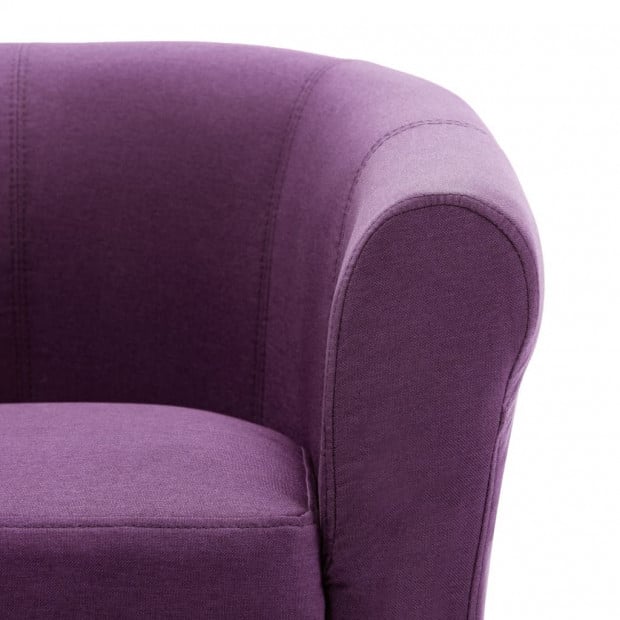 2 Piece Armchair And Stool Set Purple Fabric Image 7