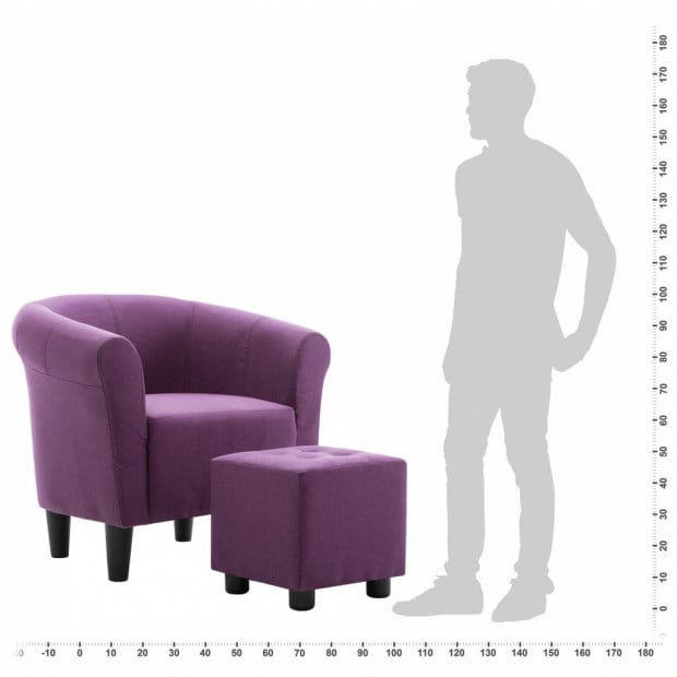 2 Piece Armchair And Stool Set Purple Fabric Image 9