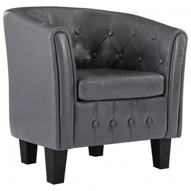 Tub Chair Grey Faux Leather Image 2