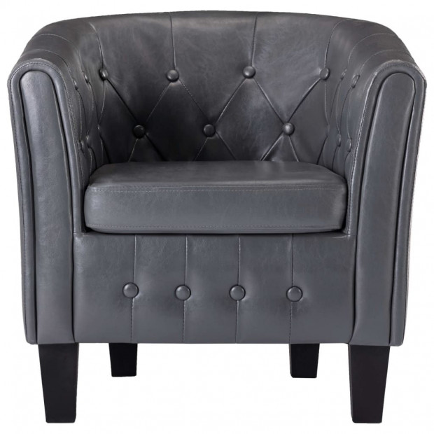 Tub Chair Grey Faux Leather Image 4