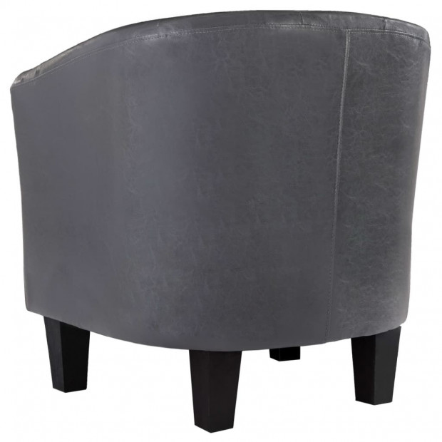 Tub Chair Grey Faux Leather Image 5