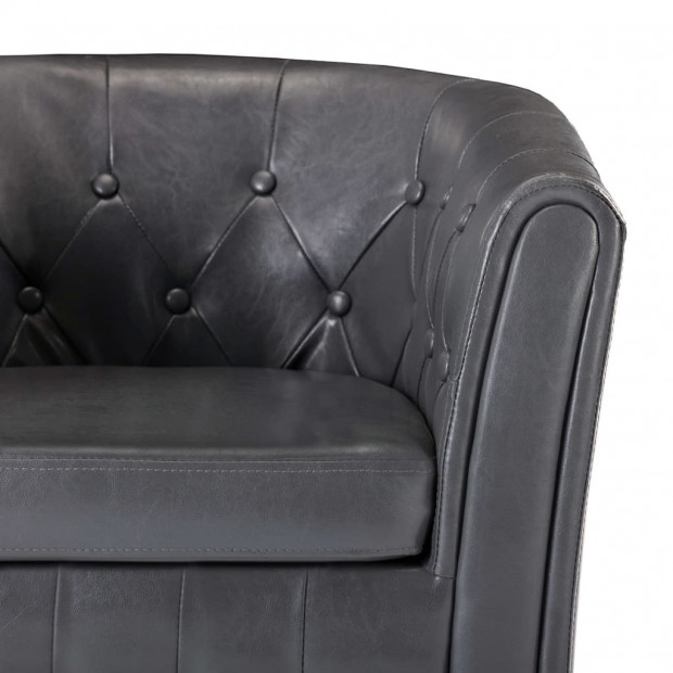 Tub Chair Grey Faux Leather Image 6