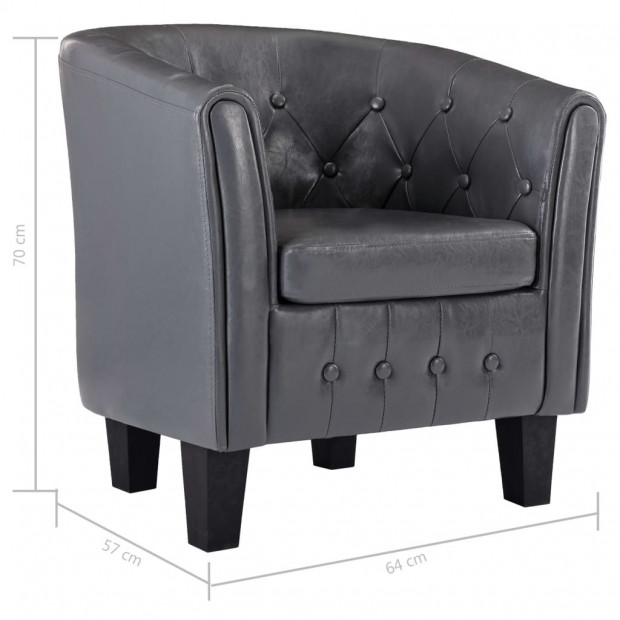 Tub Chair Grey Faux Leather Image 7