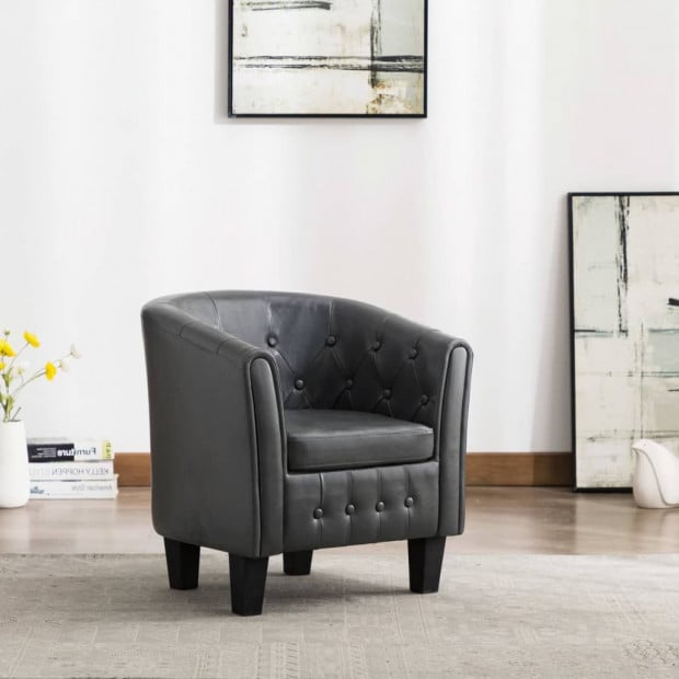 Grey faux leather tub chair clearance