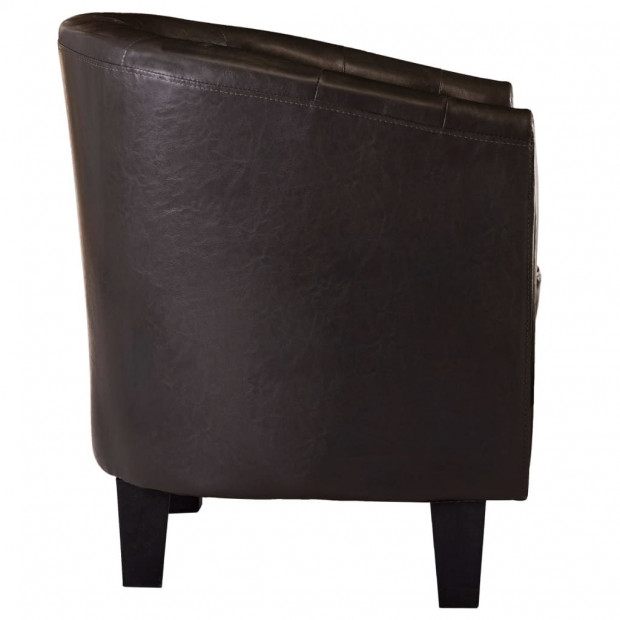 Tub Chair Brown Faux Leather Image 5