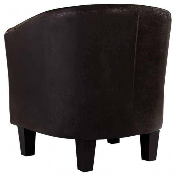 Tub Chair Brown Faux Leather Image 6