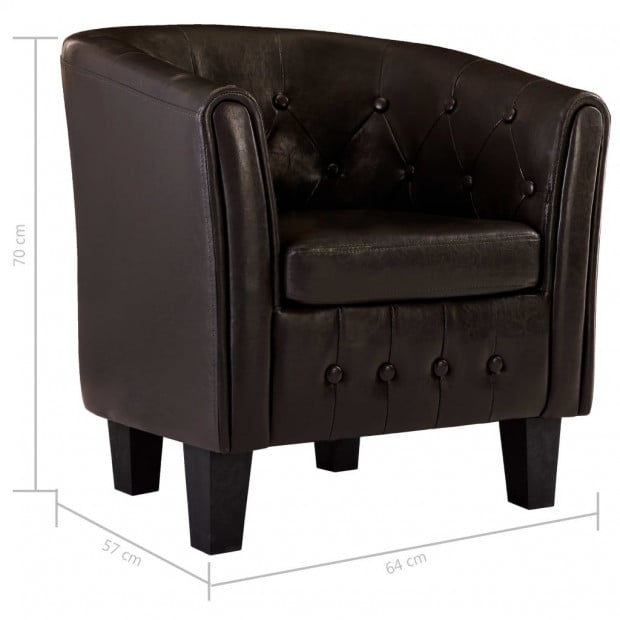 Tub Chair Brown Faux Leather Image 7