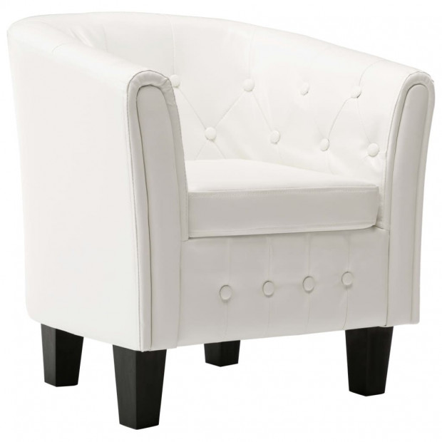 Faux Leather Tub Chair White