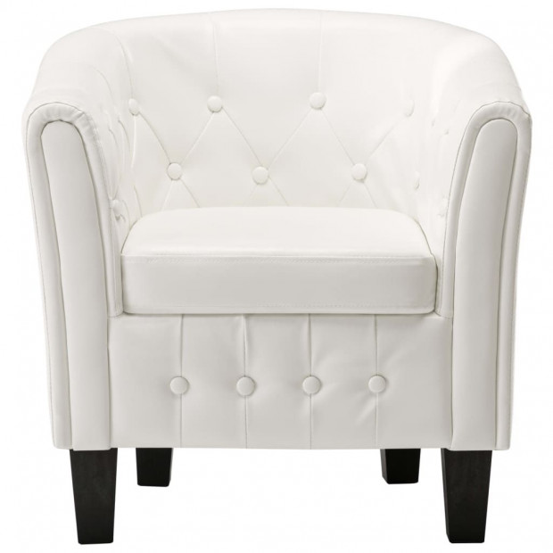 Faux Leather Tub Chair White Image 4