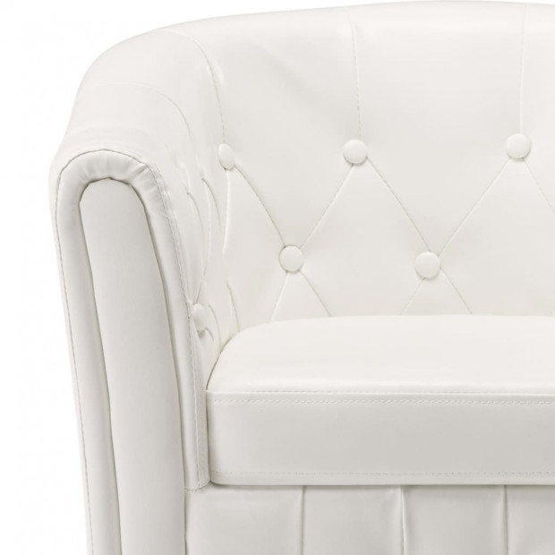 Faux Leather Tub Chair White Image 7