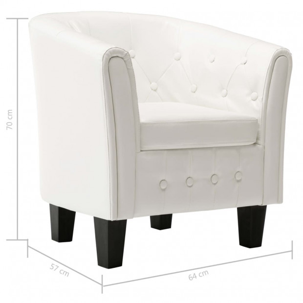 Faux Leather Tub Chair White Image 8