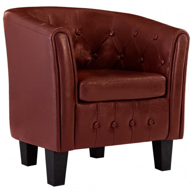 Faux Leather Tub Chair Wine Red