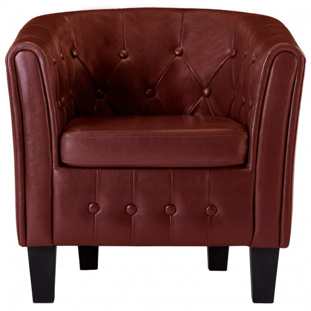 Faux Leather Tub Chair Wine Red Image 4