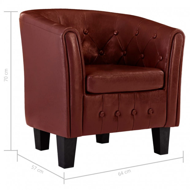 Faux Leather Tub Chair Wine Red Image 8