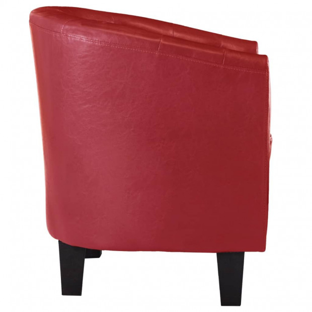 Tub Chair Red Faux Leather Image 4