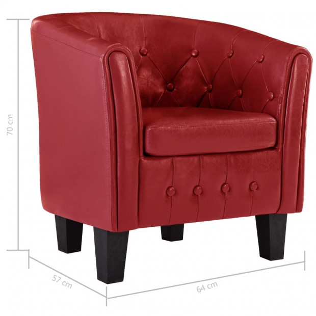 Tub Chair Red Faux Leather Image 7