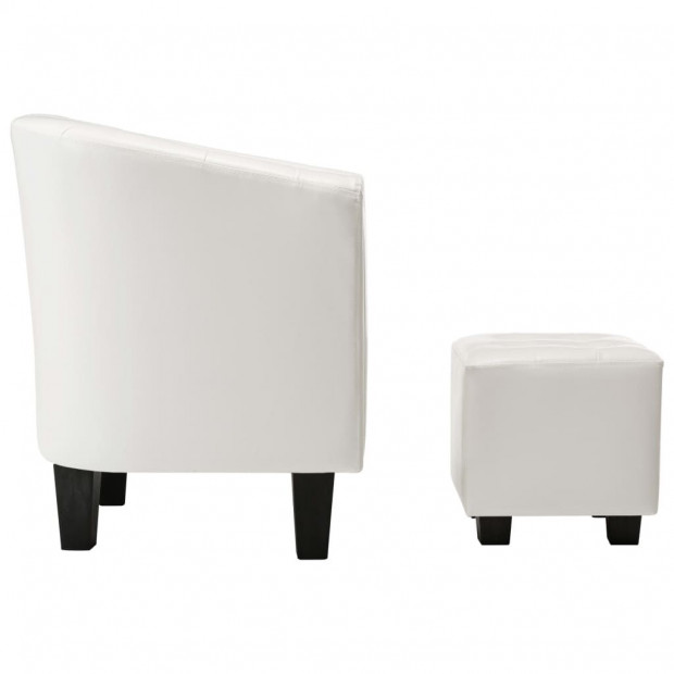 Tub Chair With Footstool Faux Leather White Image 5