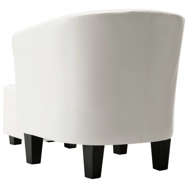 Tub Chair With Footstool Faux Leather White Image 6