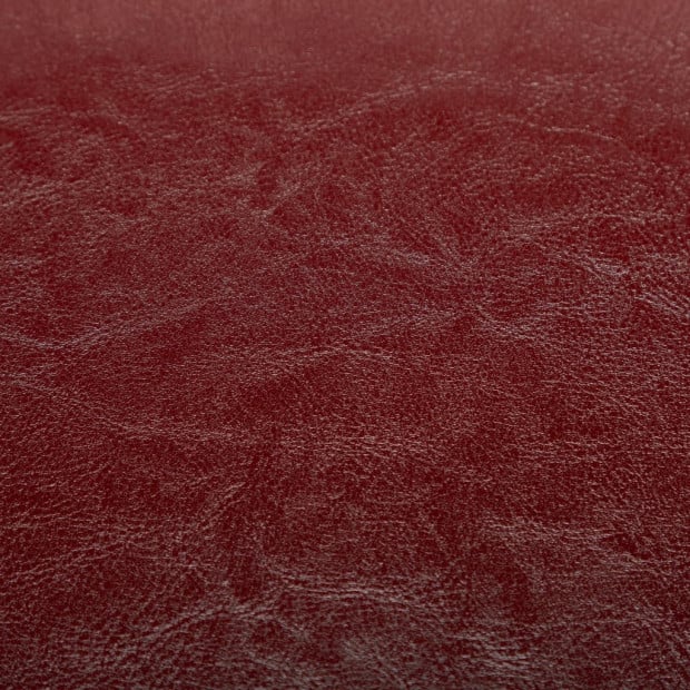 Tub Chair With Footstool Wine Red Faux Leather Image 3