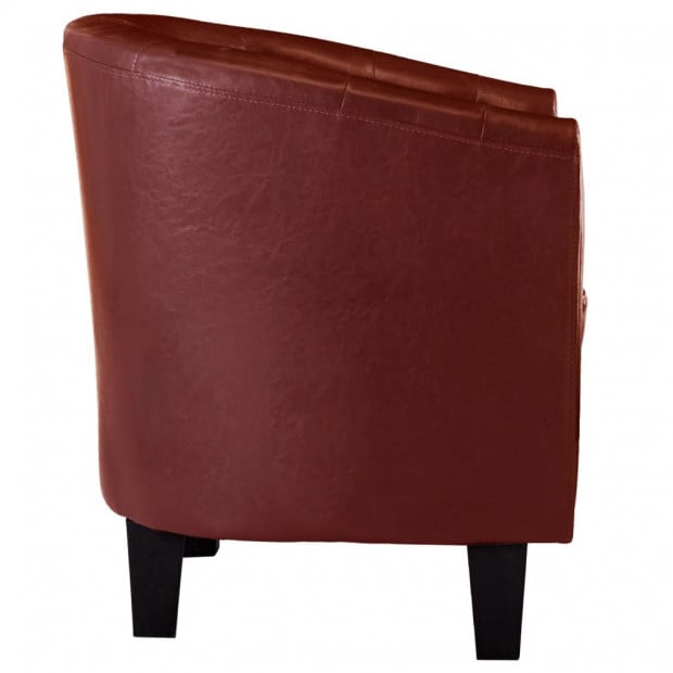 Tub Chair With Footstool Wine Red Faux Leather Image 6