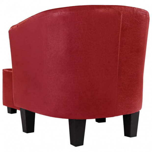 Tub Chair With Footstool Red Faux Leather Image 5