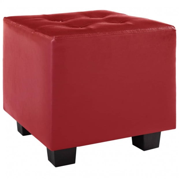 Tub Chair With Footstool Red Faux Leather Image 6